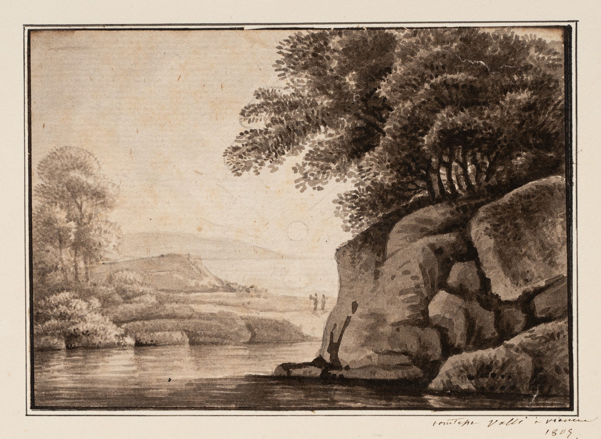Uferlandschaft mit Mond