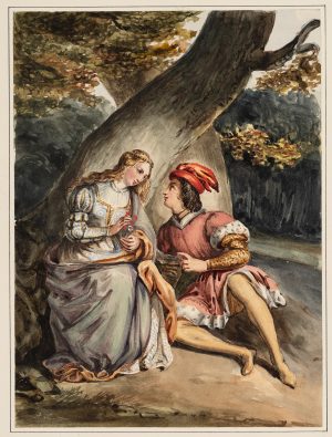 Liebespaar in historischem Gewand