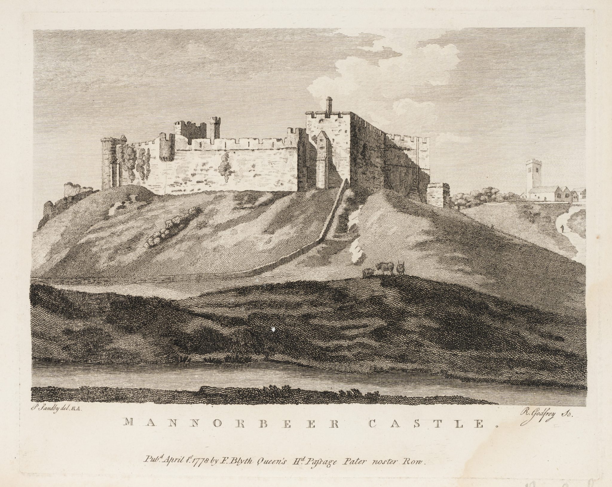 Manorbier Castle auf Hügel