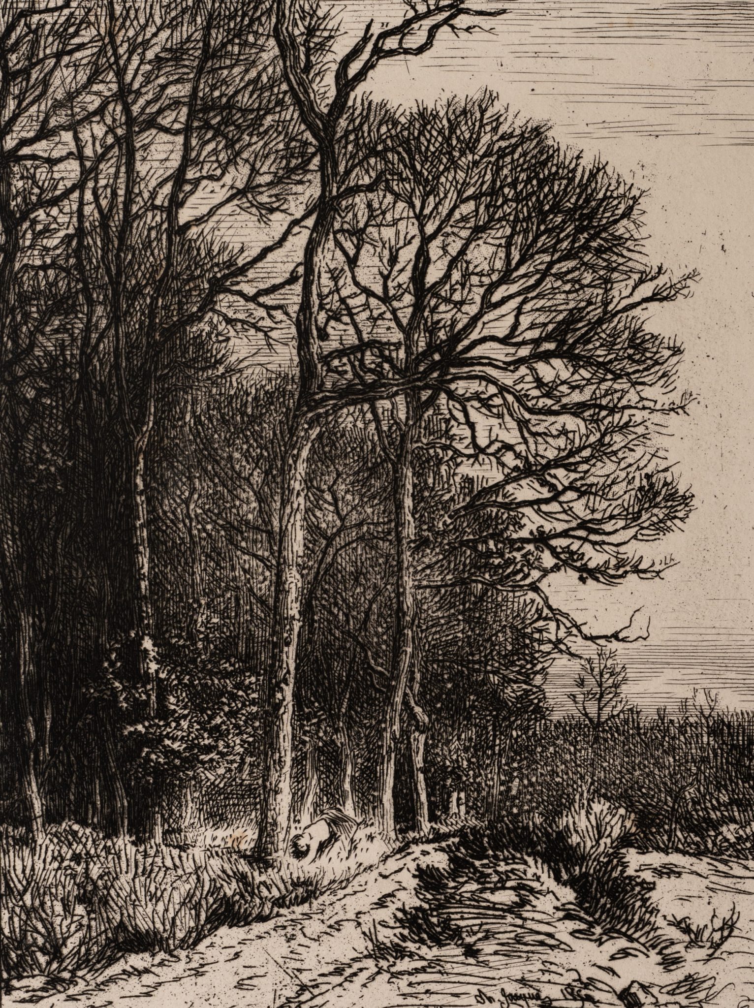 "Lisière du Bois", Winterliche Waldrandszene
