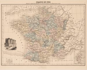 Karte Frankreichs mit Provinzen und Departements