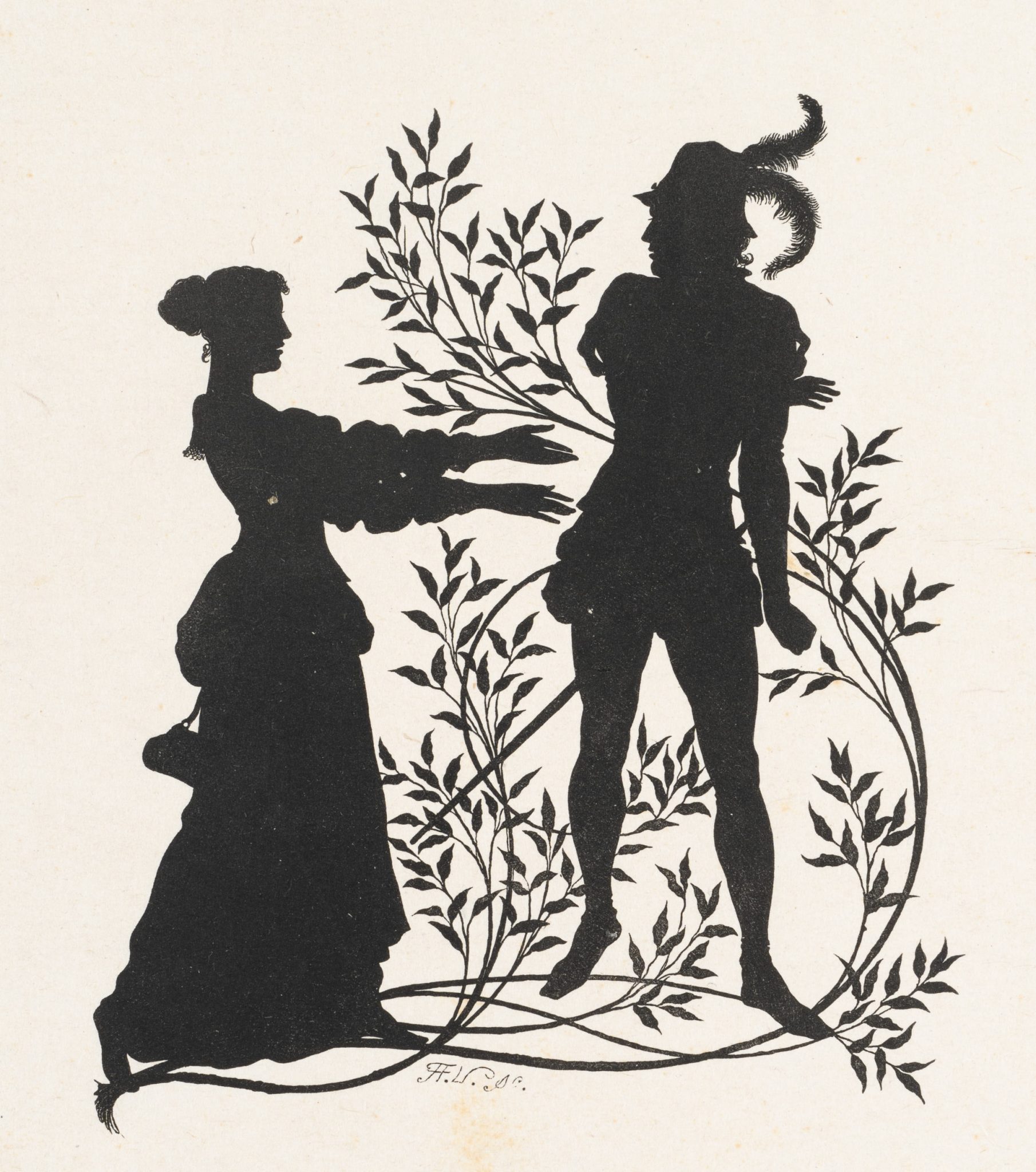 Silhouetten. Paar in Renaissancekostüm