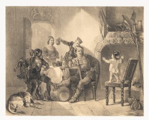 Condottieri. Knabe mit zechenden Soldaten