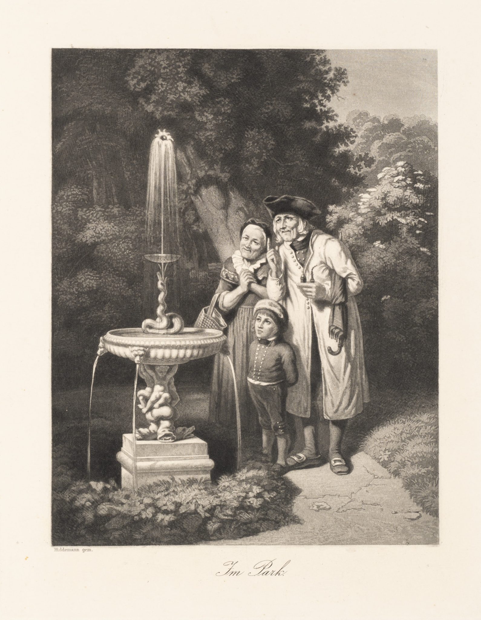 Familie am Brunnen