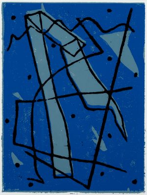 Abstrakt in Grau-Blau