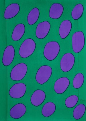 Wunderbar. Violette Punkte auf Grün