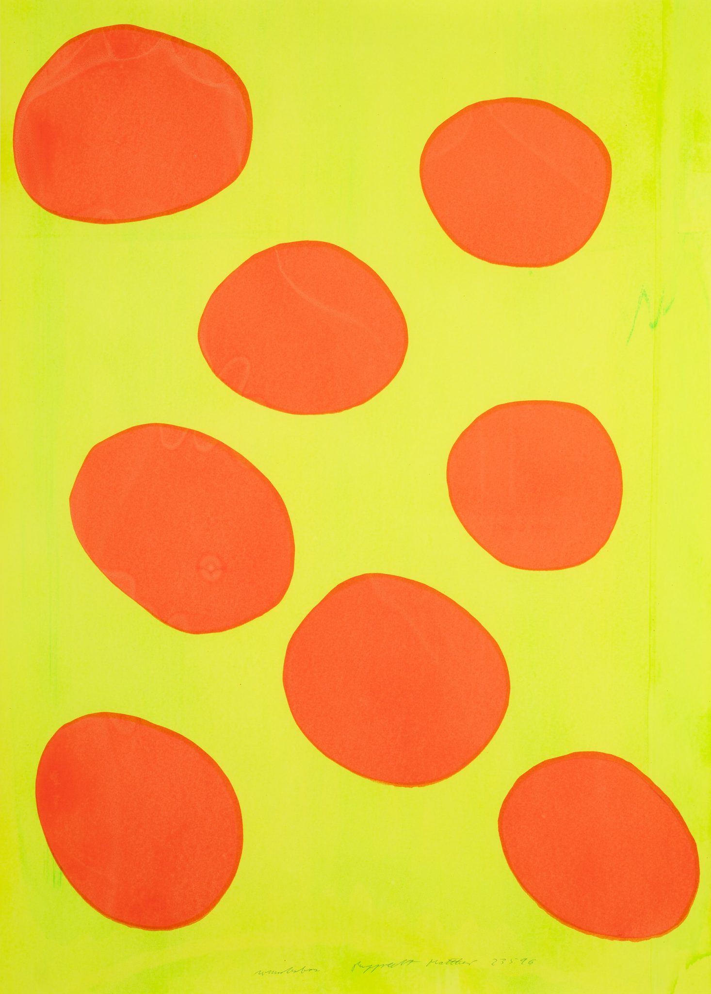 Wunderbar. Orange Punkte auf Gelb