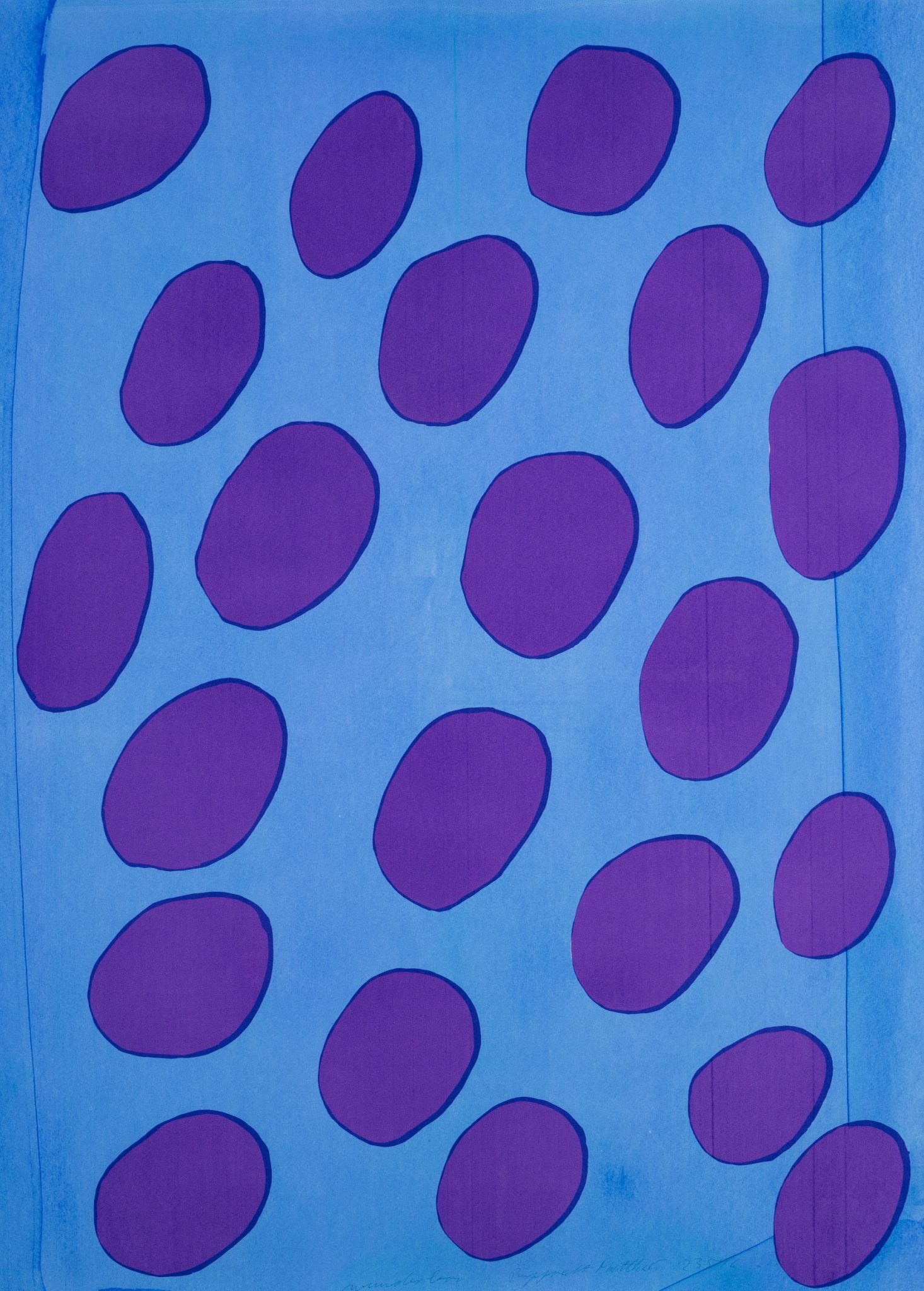 Wunderbar. Violette Punkte auf Blau