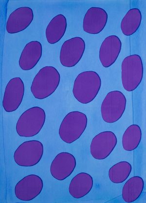 Wunderbar. Violette Punkte auf Blau