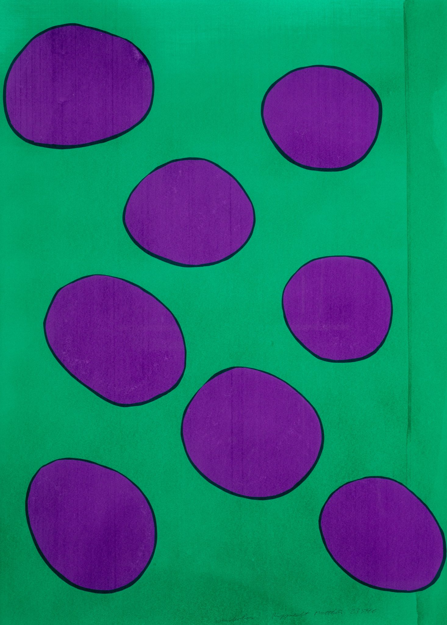 Wunderbar. Violette Punkte auf Grün