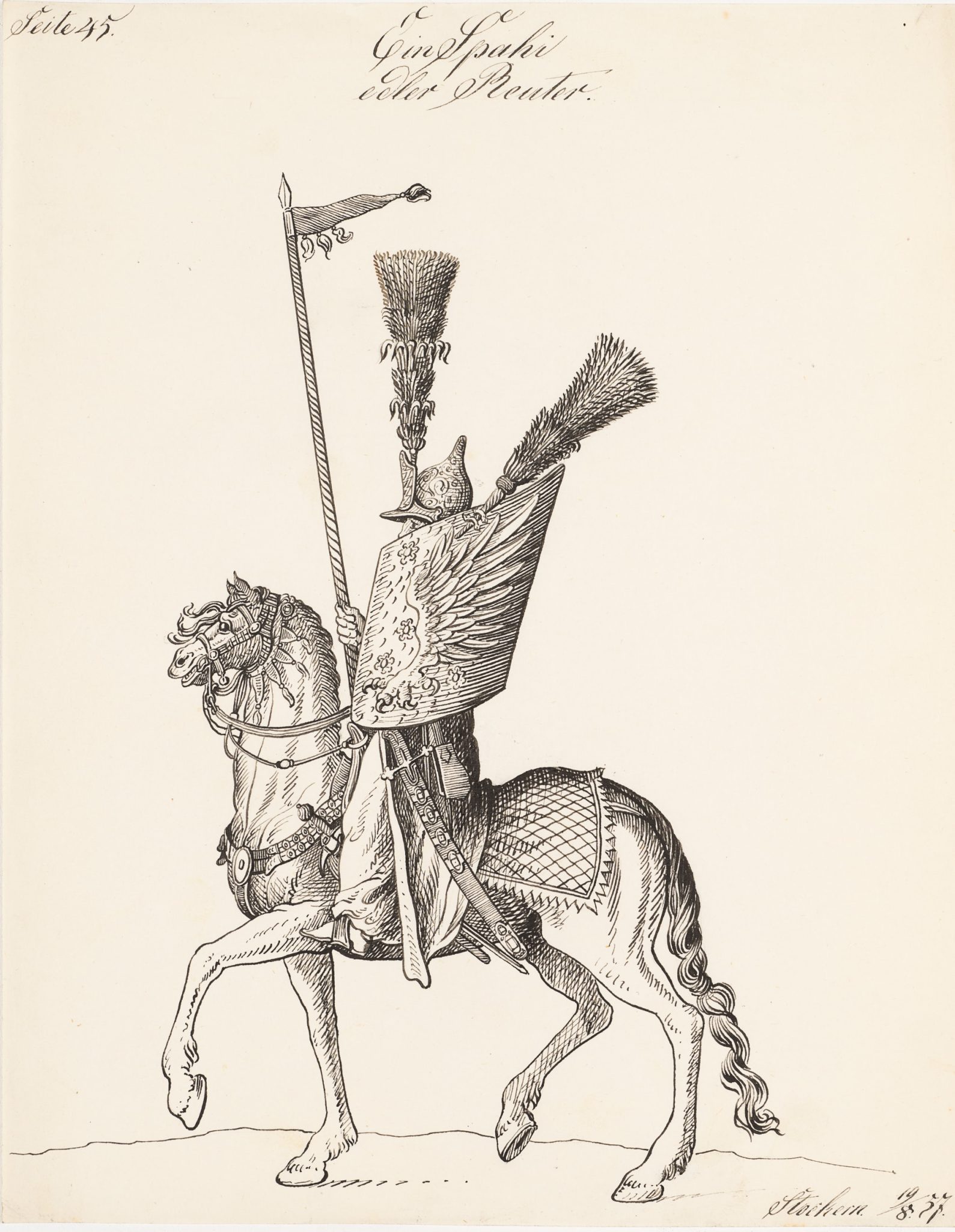 Berittener Krieger mit Flügeln