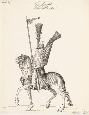 Berittener Krieger mit Flügeln