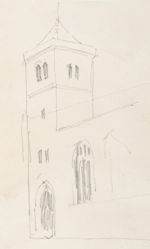 Studie eines gotischen Turms in Exeter
