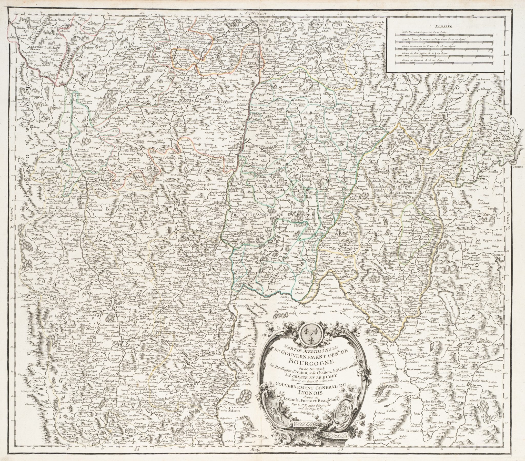 Historische Karte des südlichen Burgund