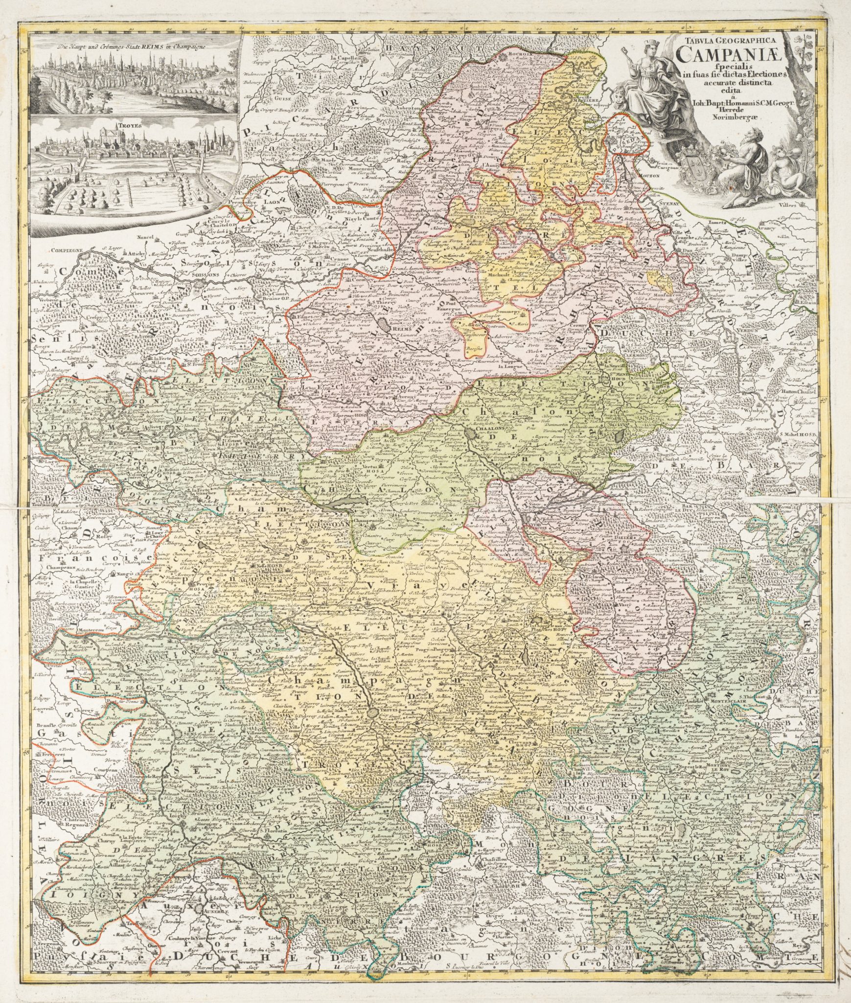 Historische Karte Champagne, Frankreich