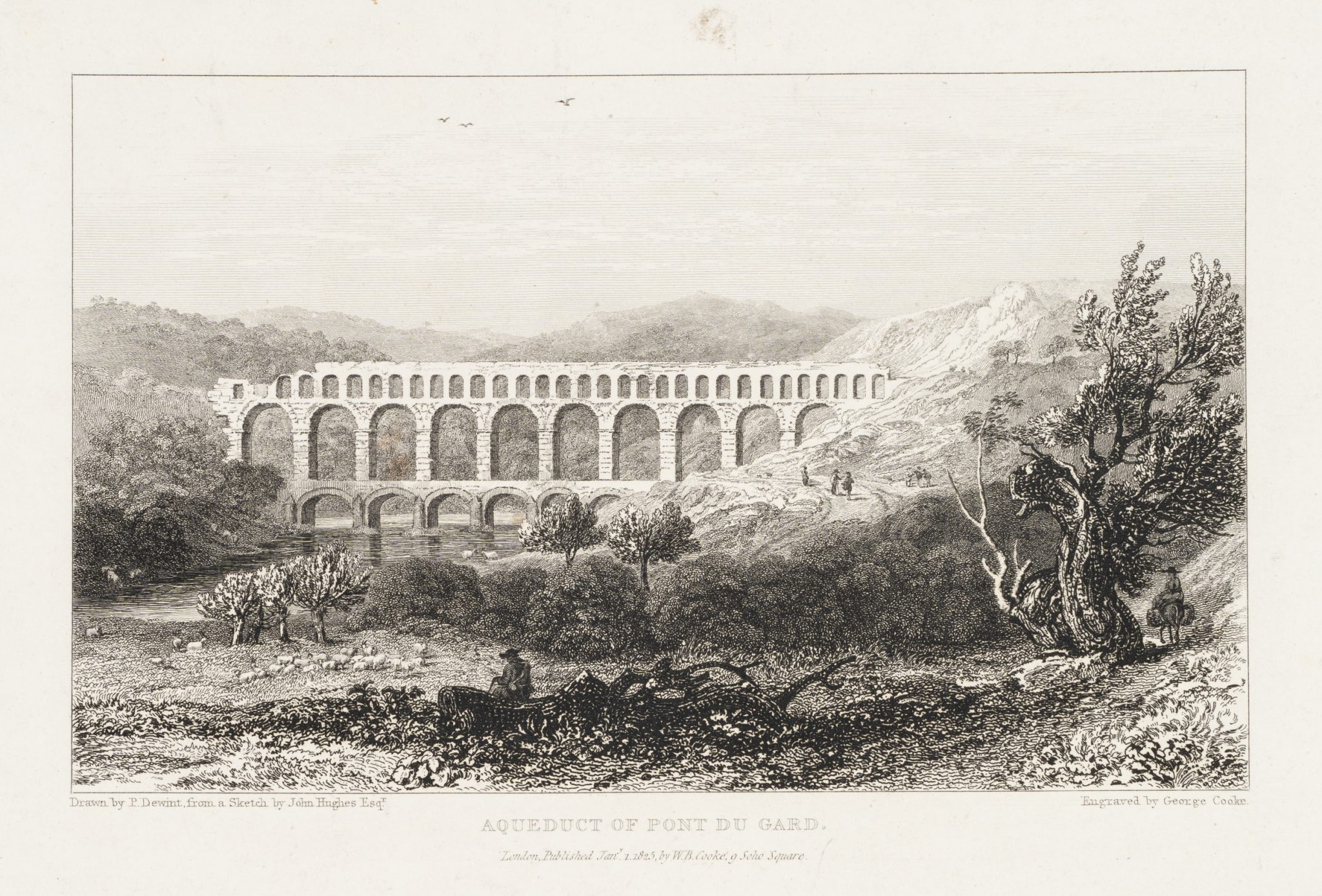 Pont du Gard. Aquädukt in Landschaft