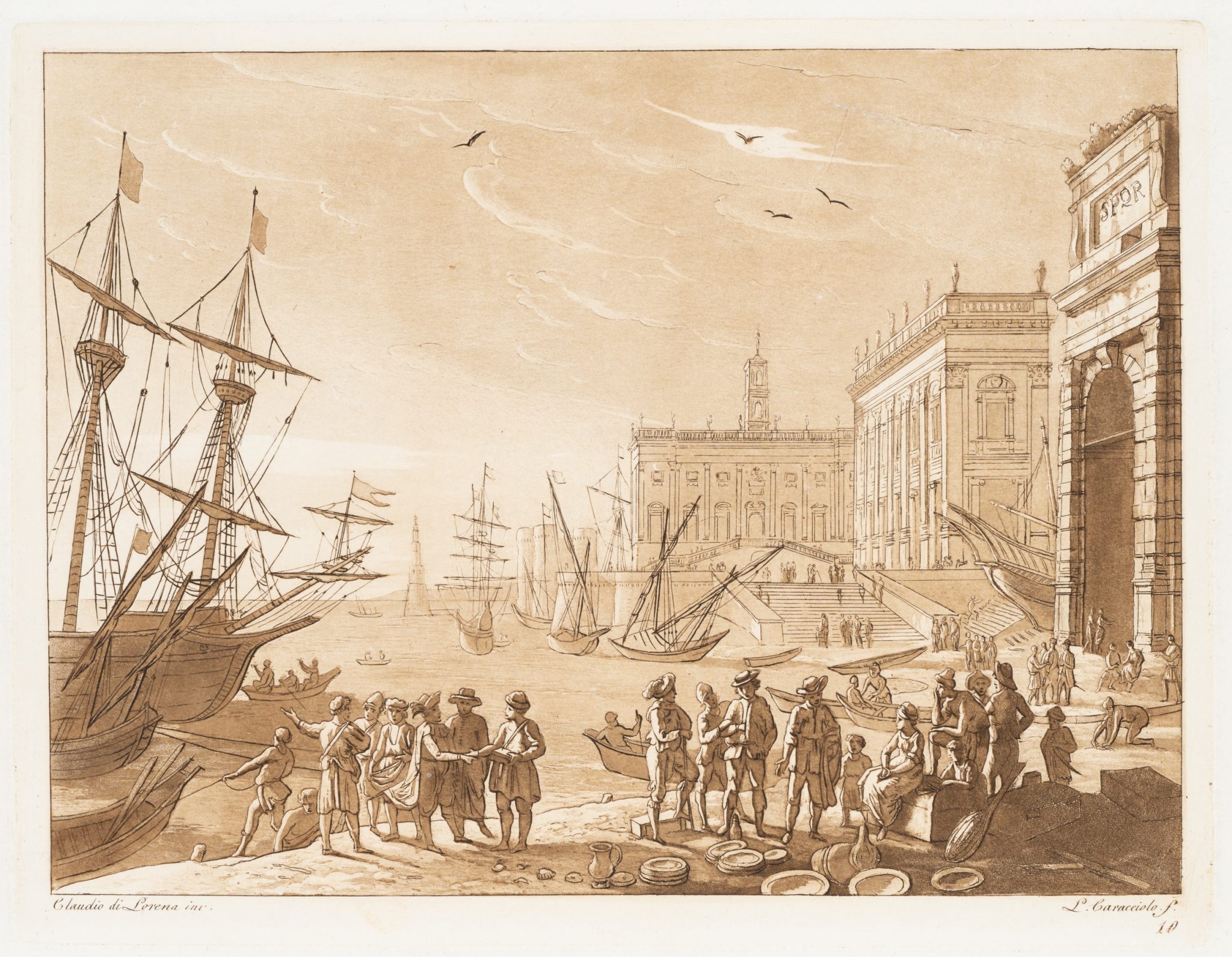 Hafenansicht mit Segelschiffen