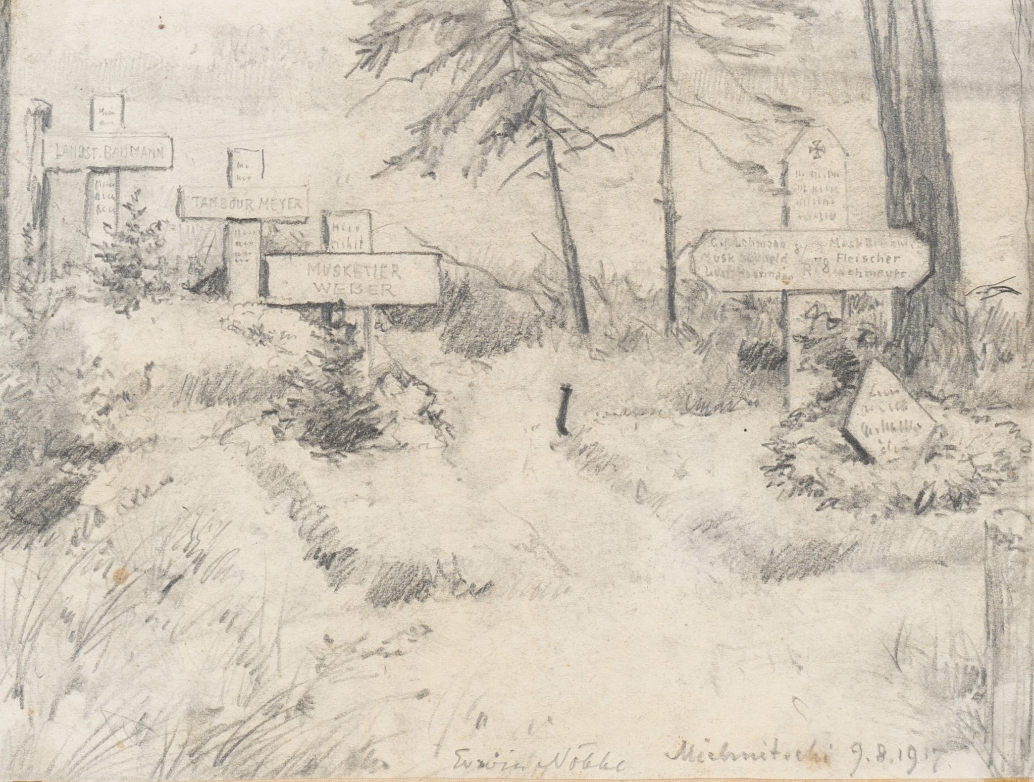 Soldatengräber im Wald bei Michnitsch, 1. Weltkrieg