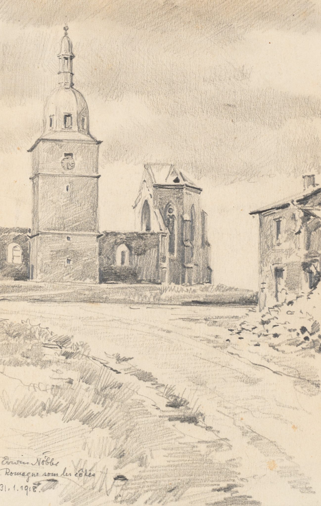 Dorfansicht mit Kirchturm