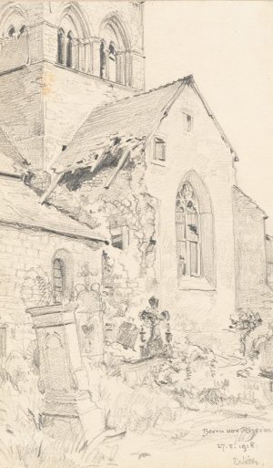 Zerstörte Kirche bei Reims, Erster Weltkrieg