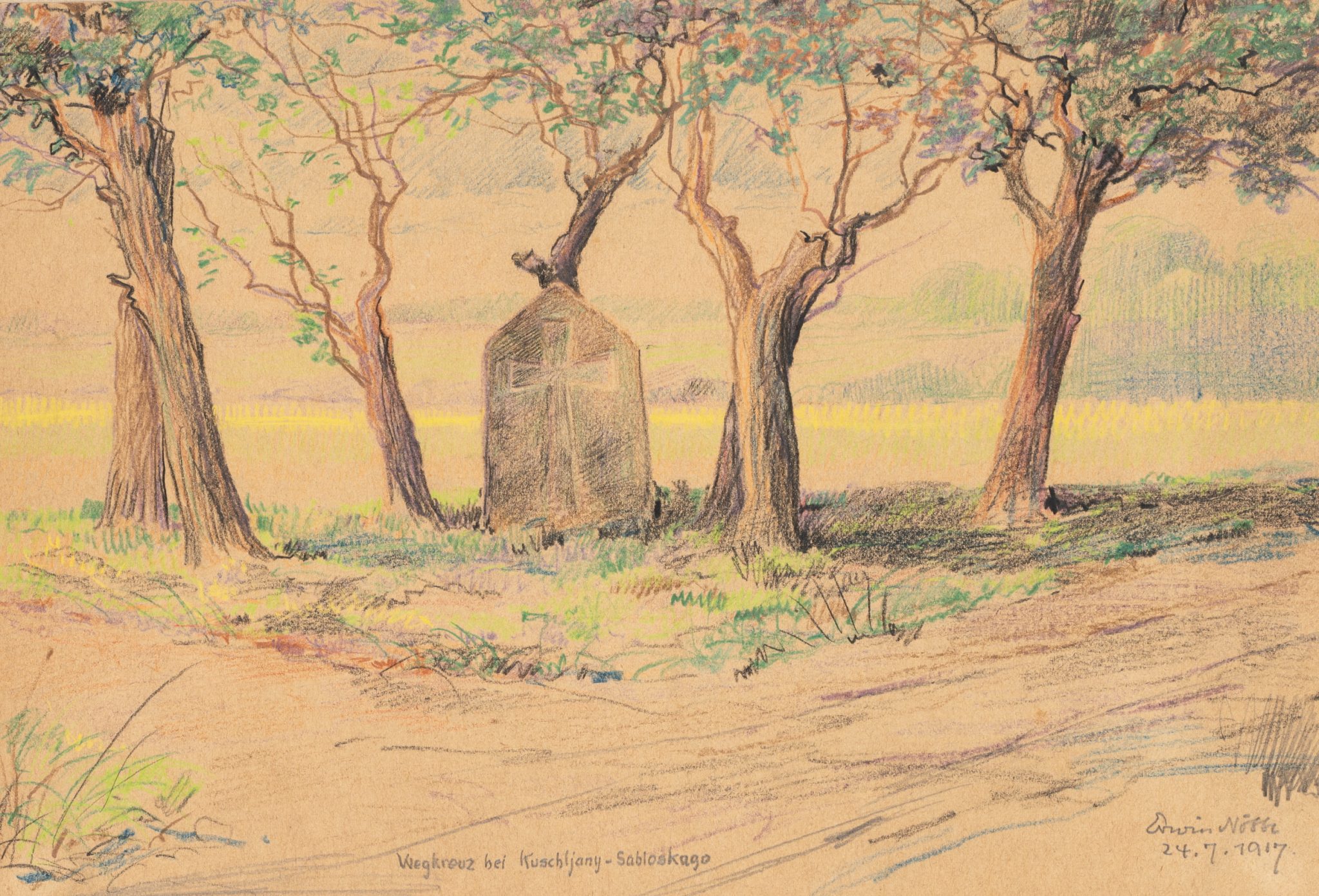 Wegkreuz in der Landschaft
