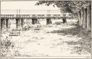 Ufer mit Pappritzbrücke, Mitau