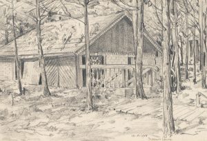 Offiziersbaracke im Wald
