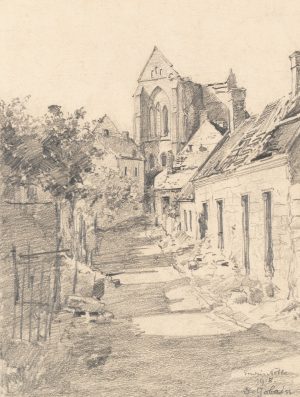 Kriegszerstörung in St. Gobain. Straßenszene