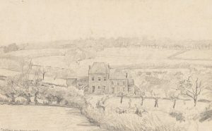 Weite Landschaft mit Gehöft. Erster Weltkrieg