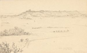 Landschaft mit Laon in der Ferne