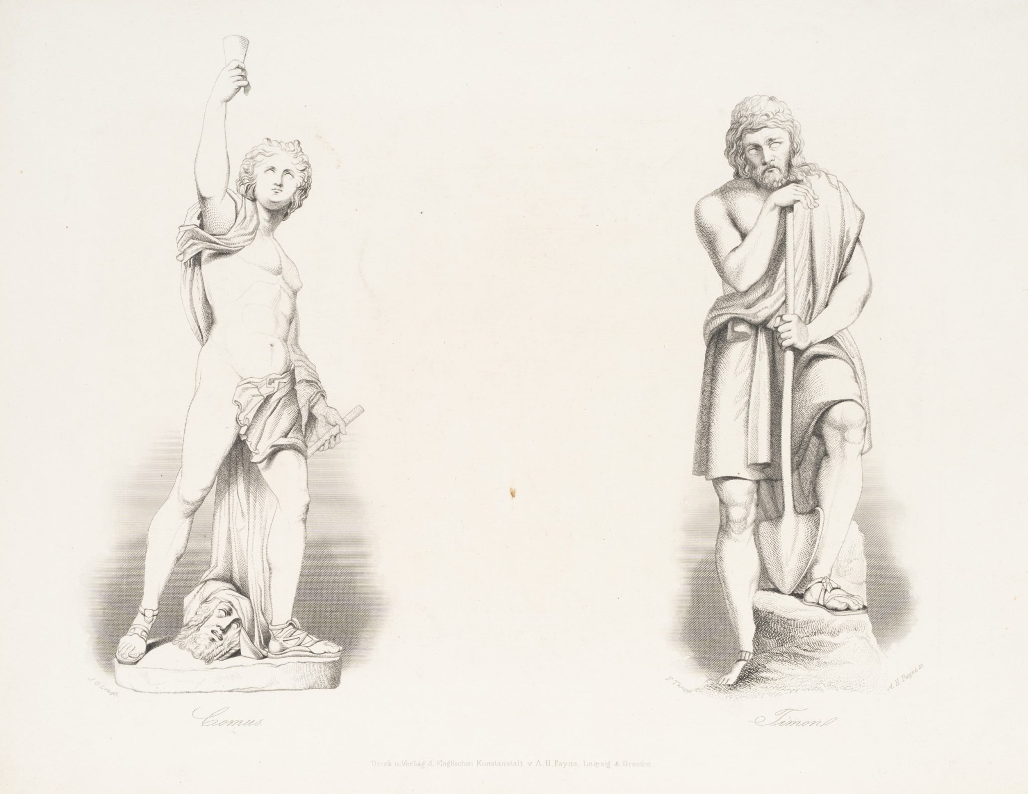 Klassische Statuen von Comus und Timon