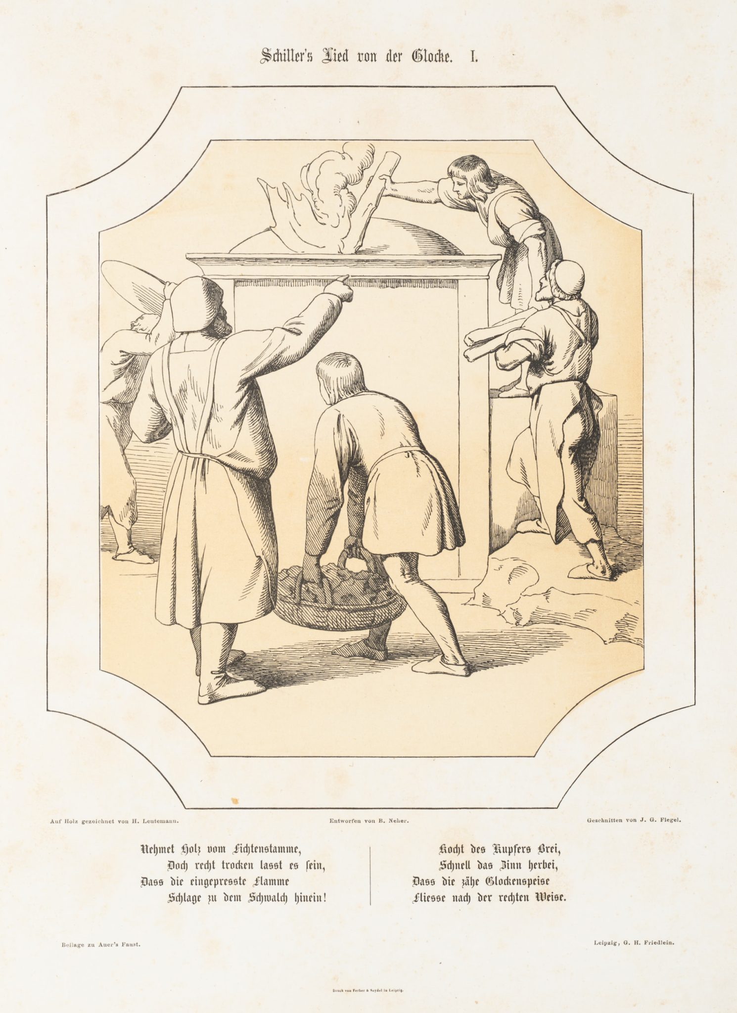 Handwerker bei der Glockengießerei