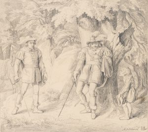 Historische Waldszene mit Figuren