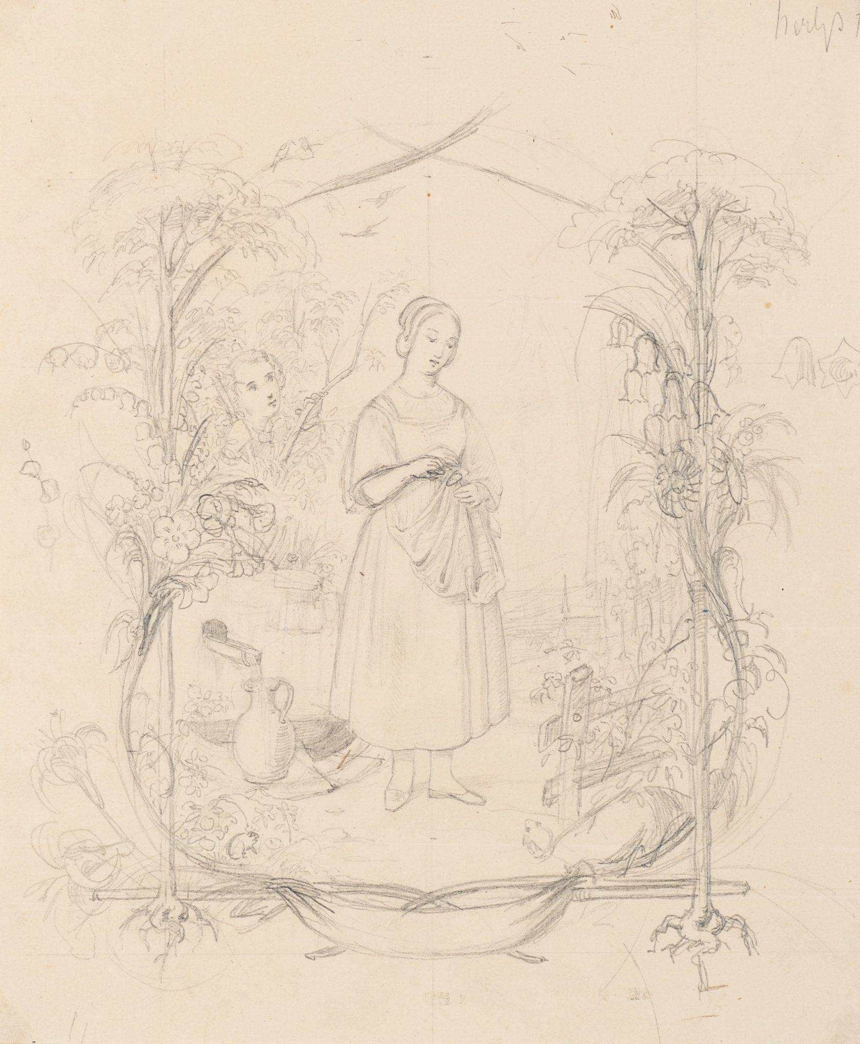 Frau im ländlichen Garten