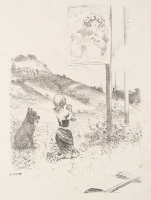 Ehrfurcht und Werbung. Karikatur am Mucha-Plakat