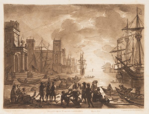 Aus der Sammlung „Häfen & Schiffe": Hafenansicht mit Segelschiffen