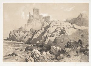 Burgruine an Felsenküste