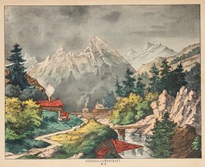Gebirgslandschaft. Hintergrund zum Papiertheater