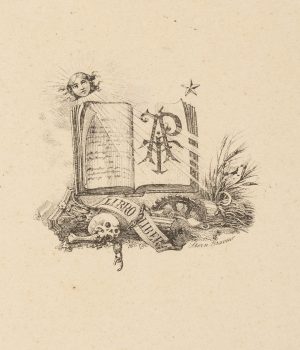 Exlibris mit Buch und Monogramm "APT"