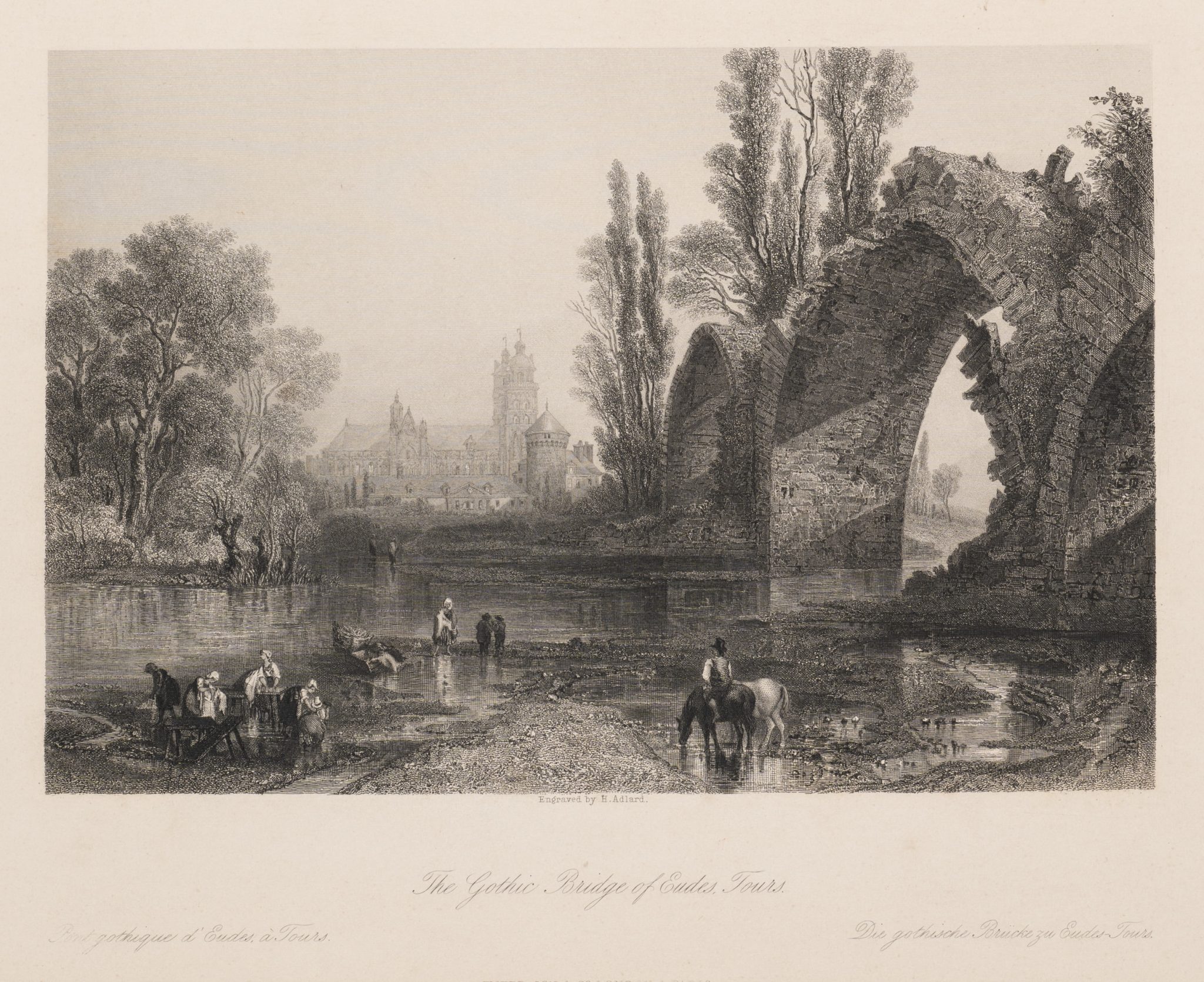 Gotische Brücke und Kathedrale in Tours