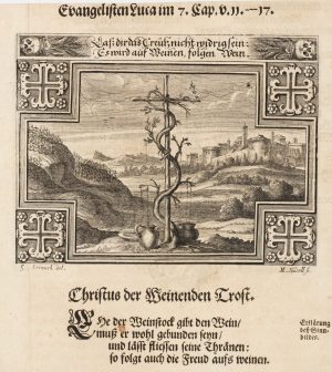 Emblem. Auf Kreuz folgt Wein und Trost