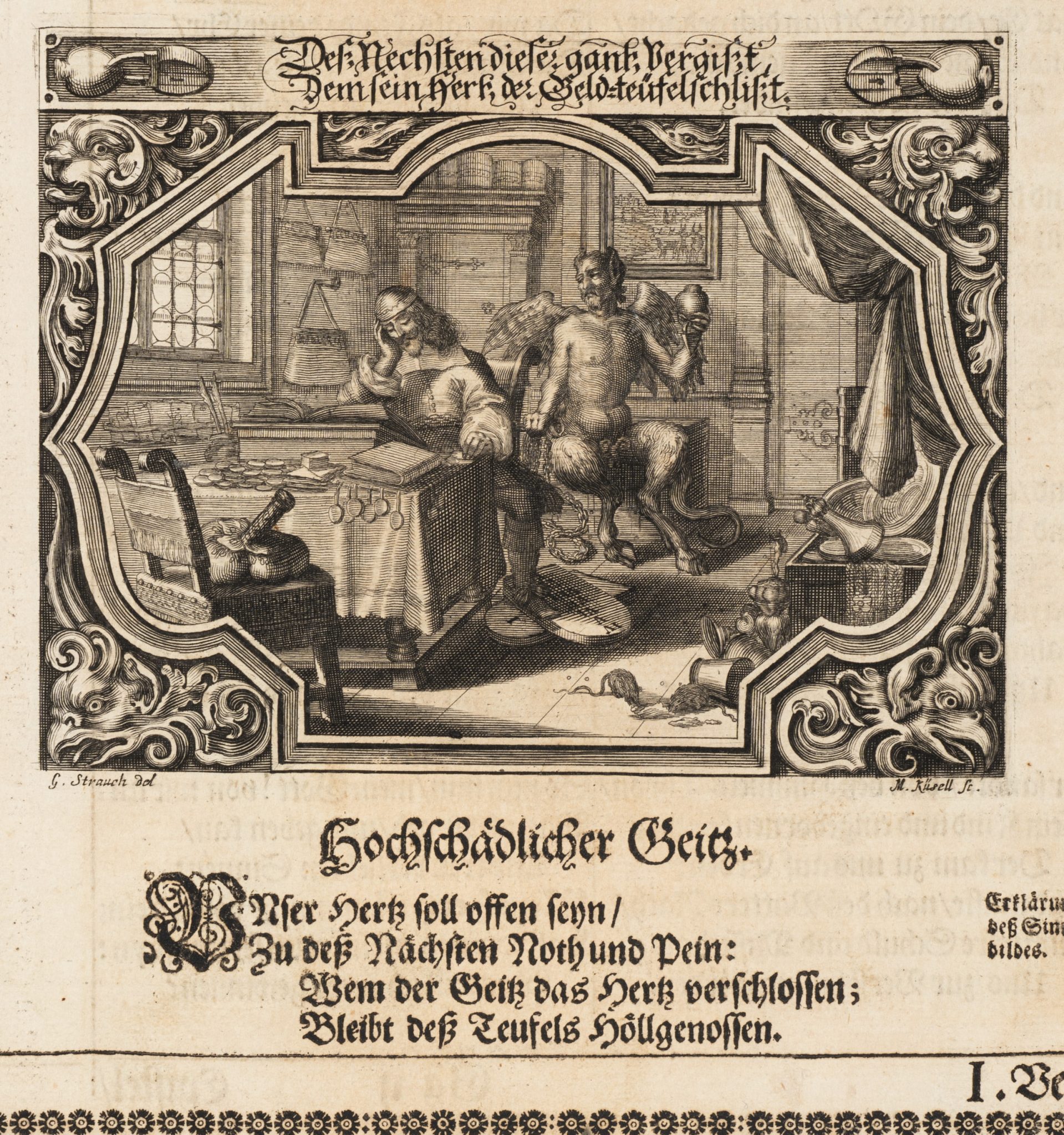 Emblem. Geiz und Versuchung