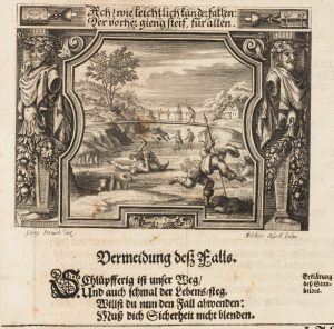 Emblem. Stürze auf dem Lebensweg