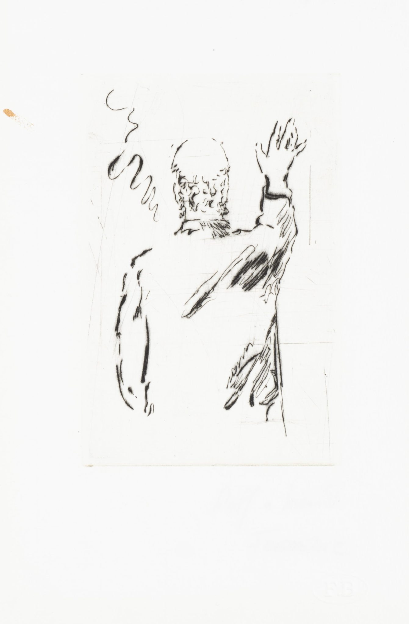 Rückenfigur mit erhobener Hand