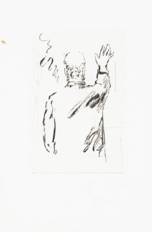 Rückenfigur mit erhobener Hand