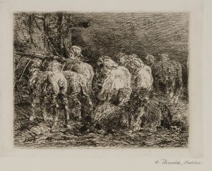 Die Schäferei. Gruppe von Schafen