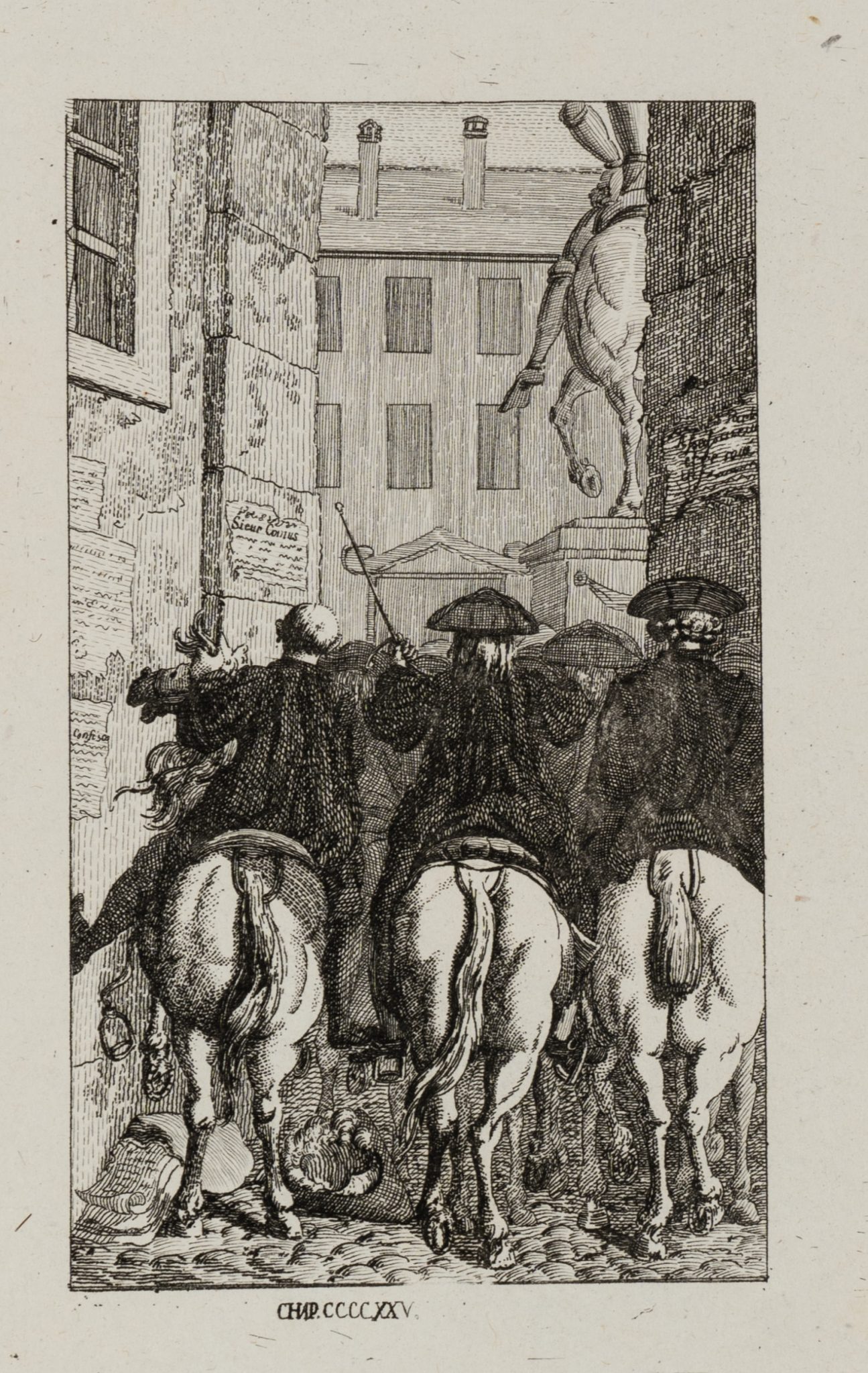 3 Reiter in der Gasse.