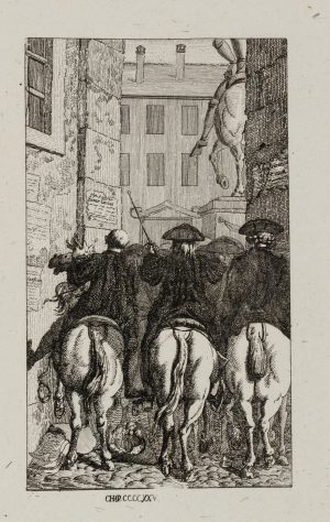 3 Reiter in der Gasse.