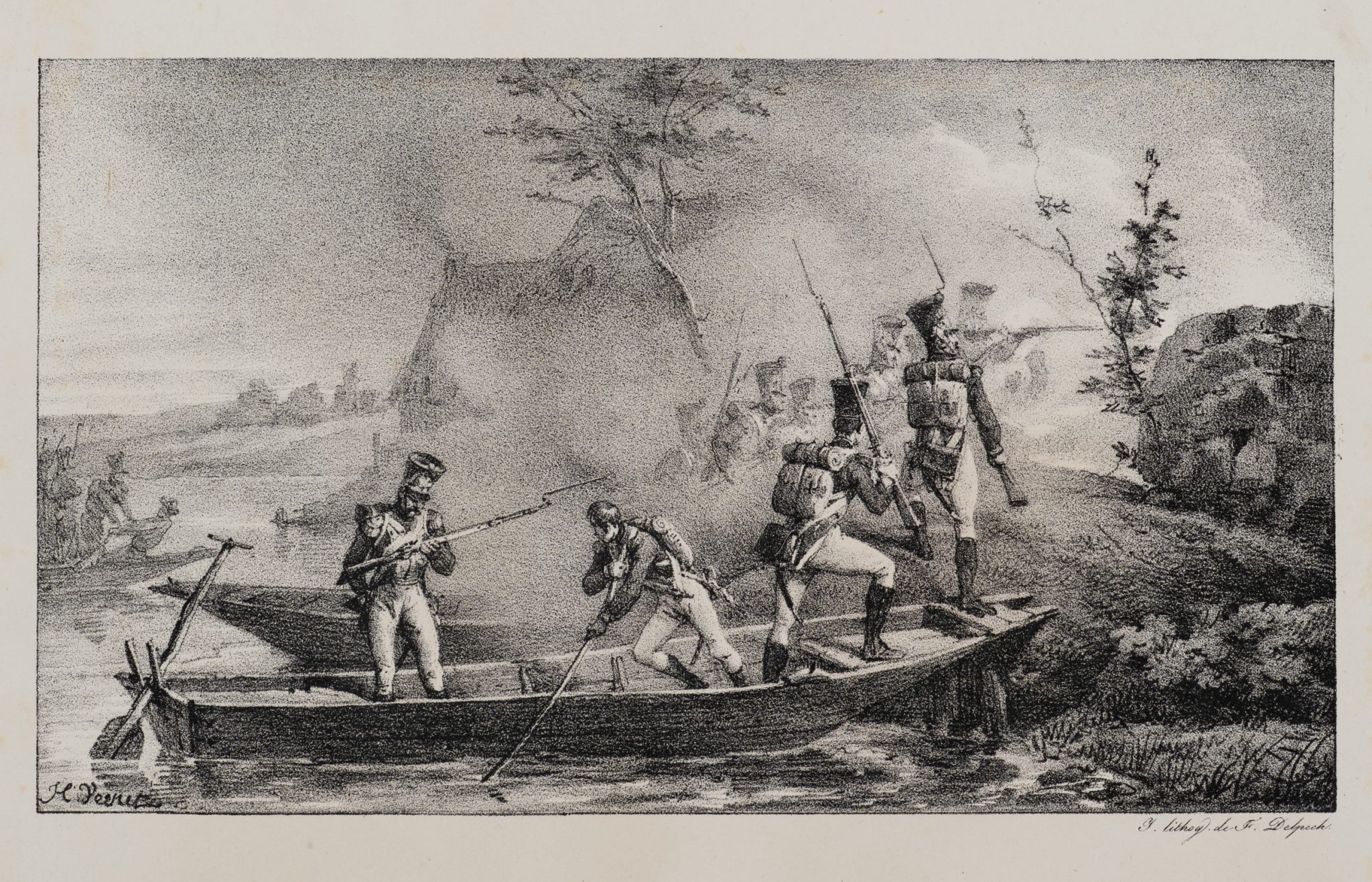 Infanterie überquert einen Fluss