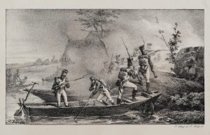 Infanterie überquert einen Fluss